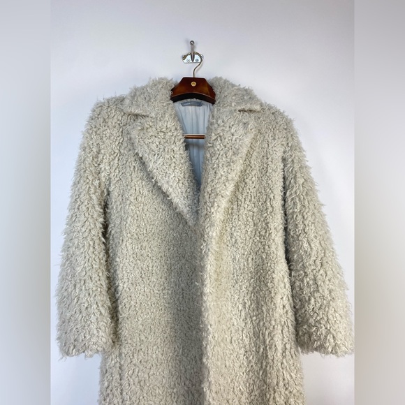 Vince Shaggy Long Coat Faux Shearling Sherpa Medium - Picture 3 of 15